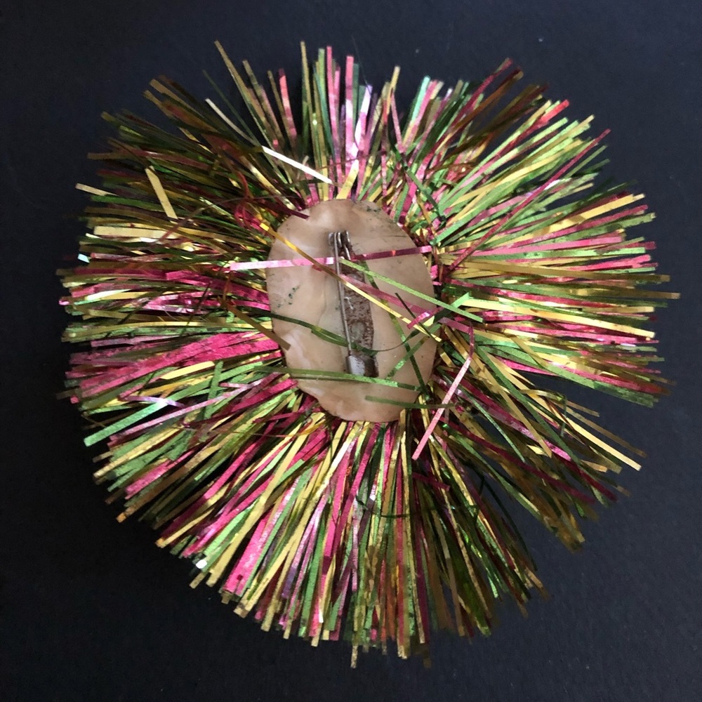 Vintage Tinsel Clown Brooch Pin - Picture 7 of 8